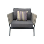Suntide - Outdoor Grey Fabric + Beige Rattan + Grey Acacia Sofa Set