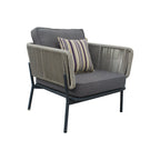 Suntide - Outdoor Grey Fabric + Beige Rattan + Grey Acacia Sofa Set