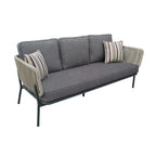Suntide - Outdoor Grey Fabric + Beige Rattan + Grey Acacia Sofa Set