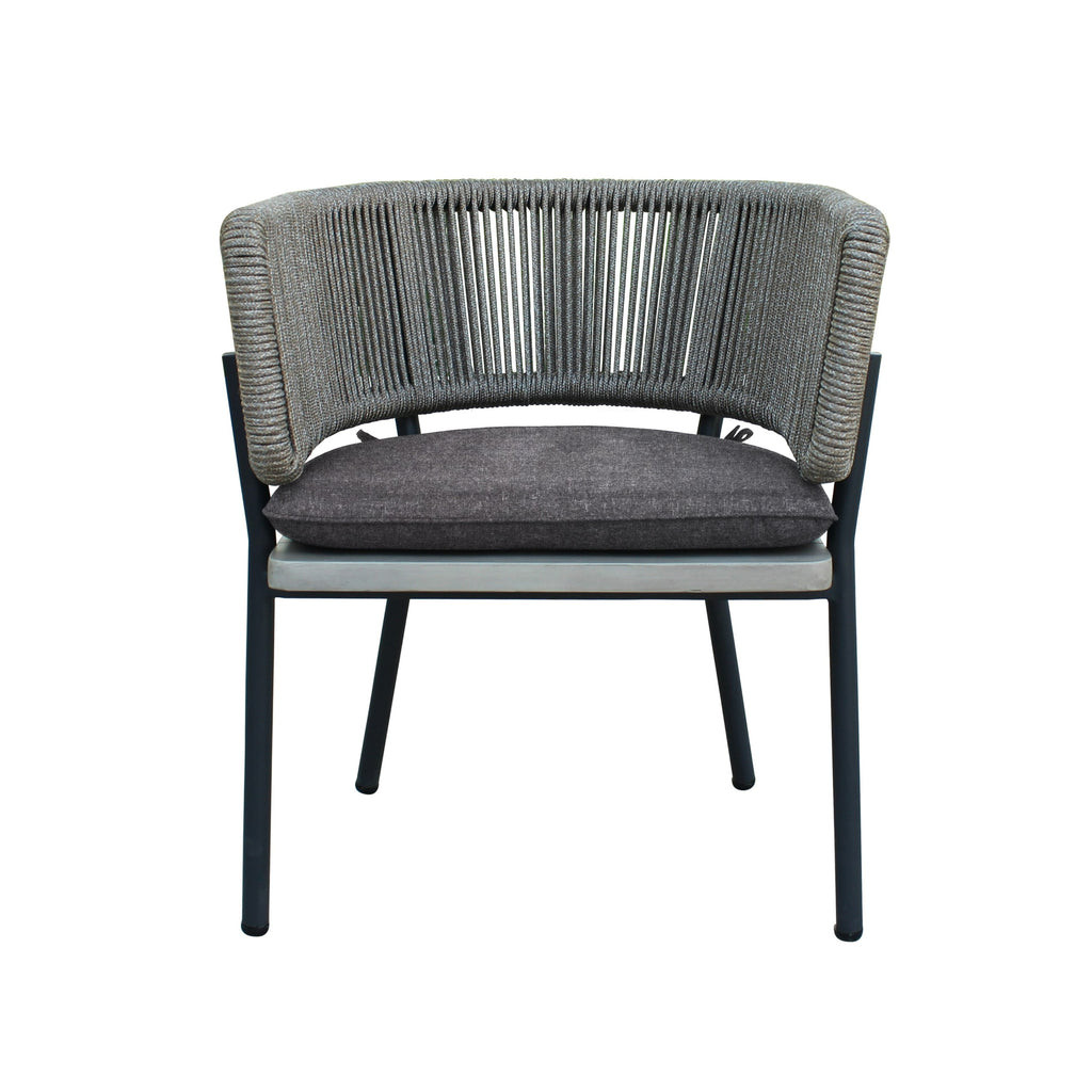 Suntide - Outdoor Grey Fabric + Grey Acacia + Beige Rattan Dining Set