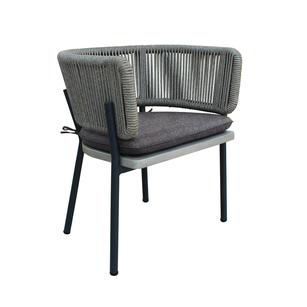 Suntide - Outdoor Grey Fabric + Grey Acacia + Beige Rattan Dining Set