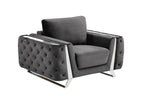 1051 Divanitalia Beige Chair in Velvet Fabric - Dark Grey - SKU 1051-DK-GRAY-CH - view 2