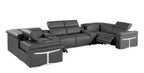 1126 Divanitalia 8-Piece U-Shaped Sectional Sofa in Top Grain Italian Leather with 2 Power Recliners & Power Headrests - Dark Grey - SKU 1126-DK_GREY-8PC-2PWR-U-SECTIONAL-GROUP - view 5