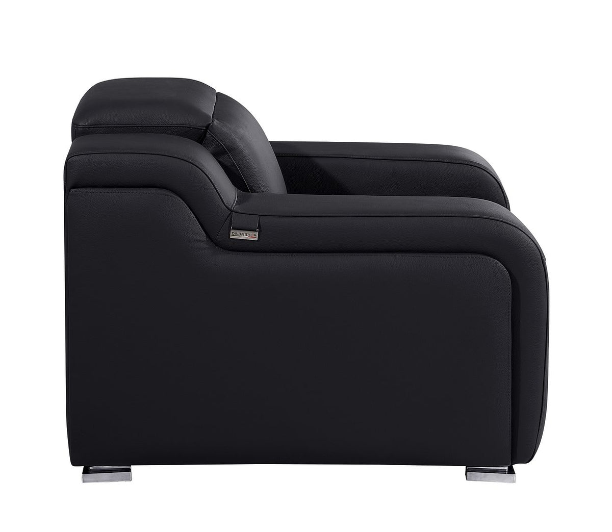 1116 Divanitalia Top Grain Italian Leather Power Reclining Chair with Power Headrests - Black - SKU 1116-BLACK-CH - view 8