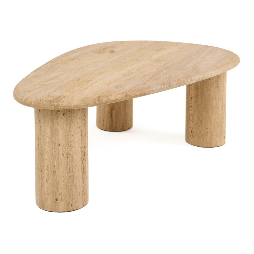 Gracemont - Modern Travertine Marble Freeform Coffee Table