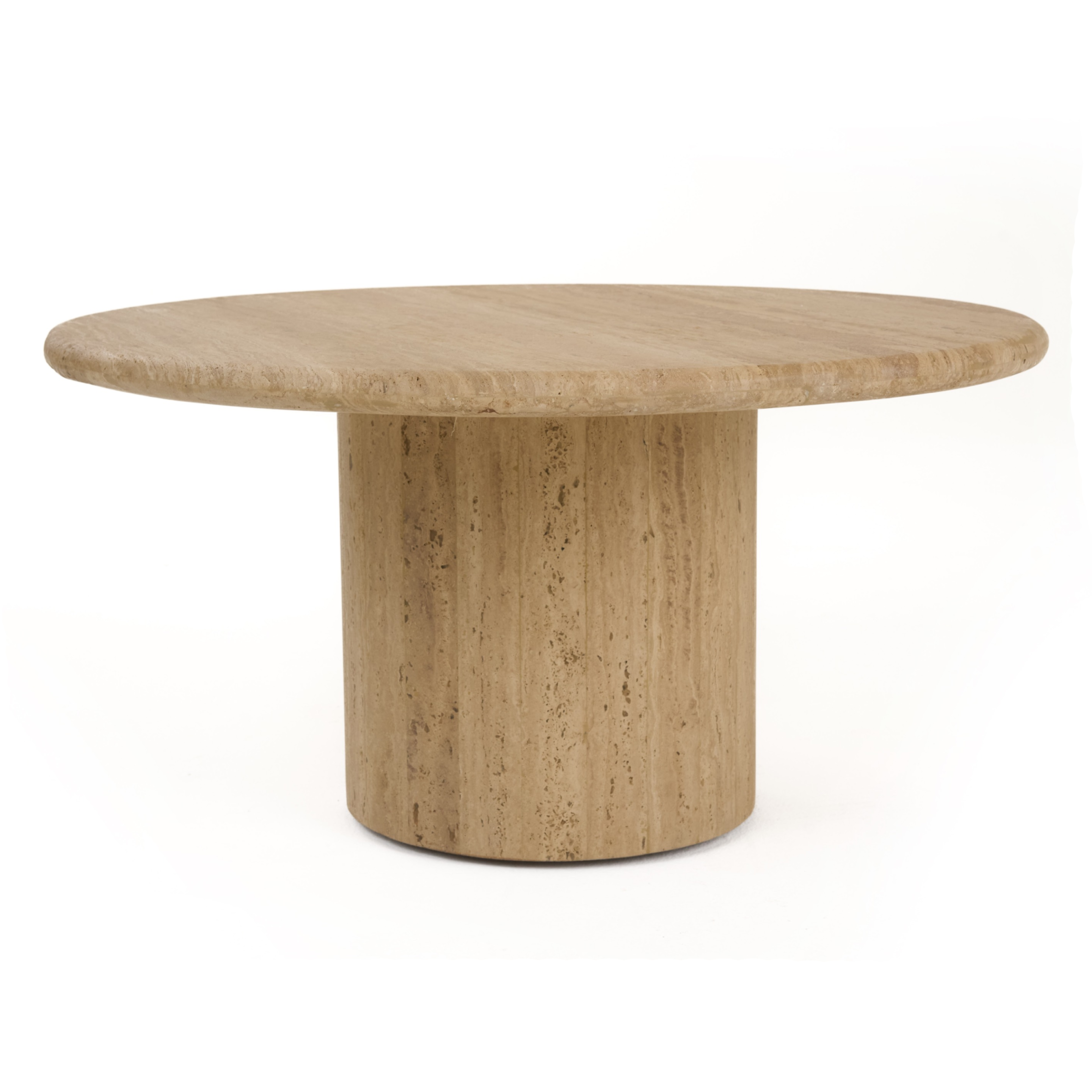 Lavaca - Modern Travertine Marble Round Coffee Table