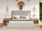 Santa Barbara - Modern Grey Fabric + Natural Bedroom Set - Modern Grey Fabric + Natural Bedroom Set