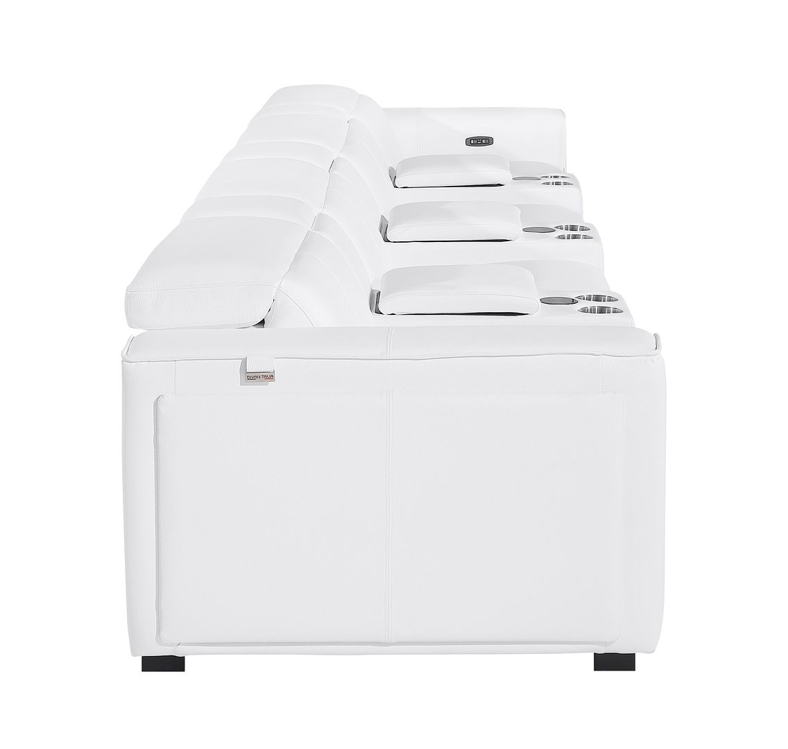 1224 Divanitalia 7-Piece Modular Power Reclining Sofa in Top Grain Italian Leather with 4 Power Recliners & Power Headrests