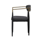 Buchtel - Mid-Century Modern Dark Grey + Gold Arm + Black Dining Chair