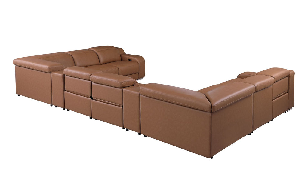 1116 Divanitalia 10-Piece U-Shaped Sectional Sofa in Top Grain Italian Leather with 4 Power Recliners & Power Headrests