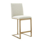 Frankie - Modern Off-White Fabric + Antique Brass Counter Chair