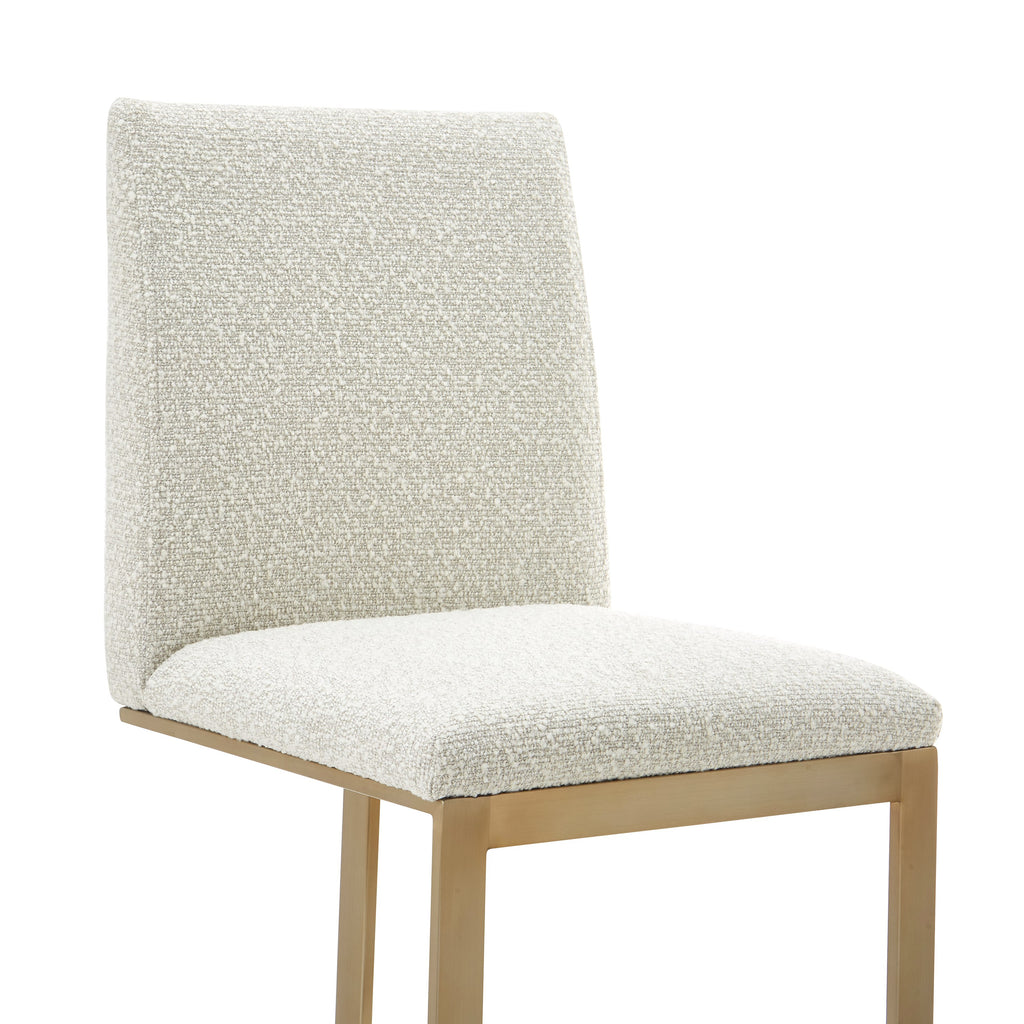 Frankie - Modern Off-White Fabric + Antique Brass Counter Chair