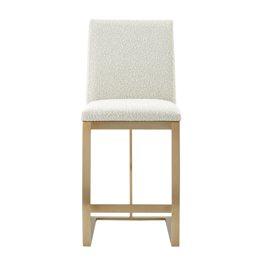 Frankie - Modern Off-White Fabric + Antique Brass Counter Chair