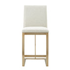 Frankie - Modern Off-White Fabric + Antique Brass Counter Chair