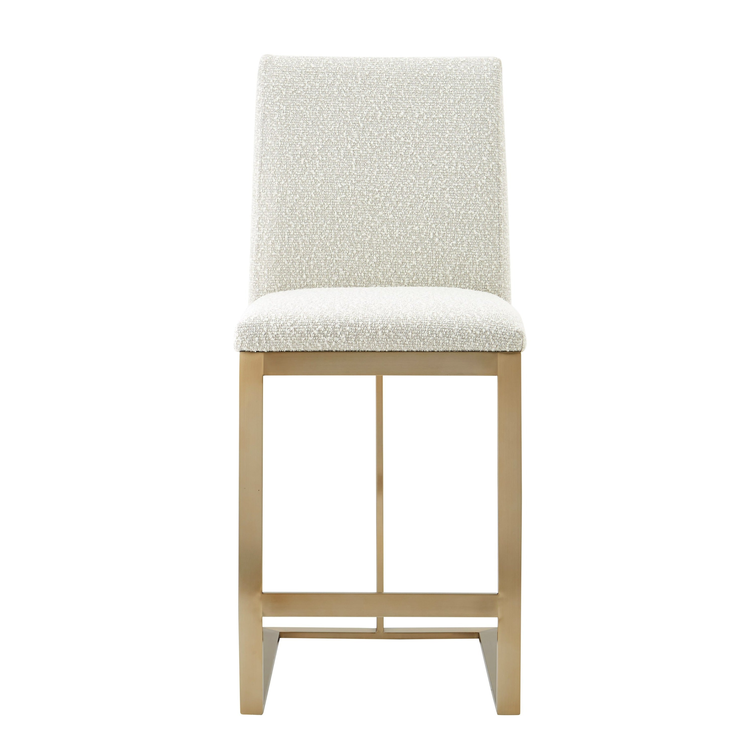 Frankie - Modern Off-White Fabric + Antique Brass Counter Chair