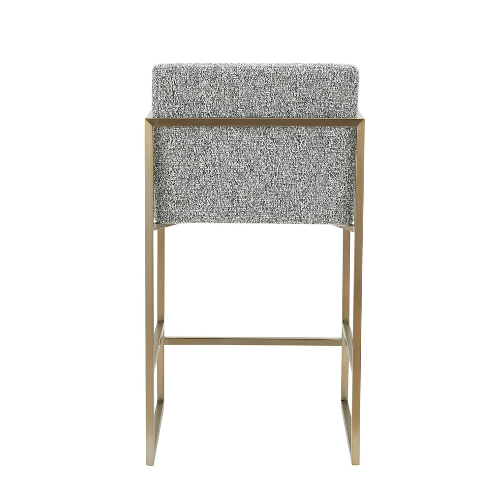 Suzanne - Modern Grey Fabric + Antique Brass Counter Chair