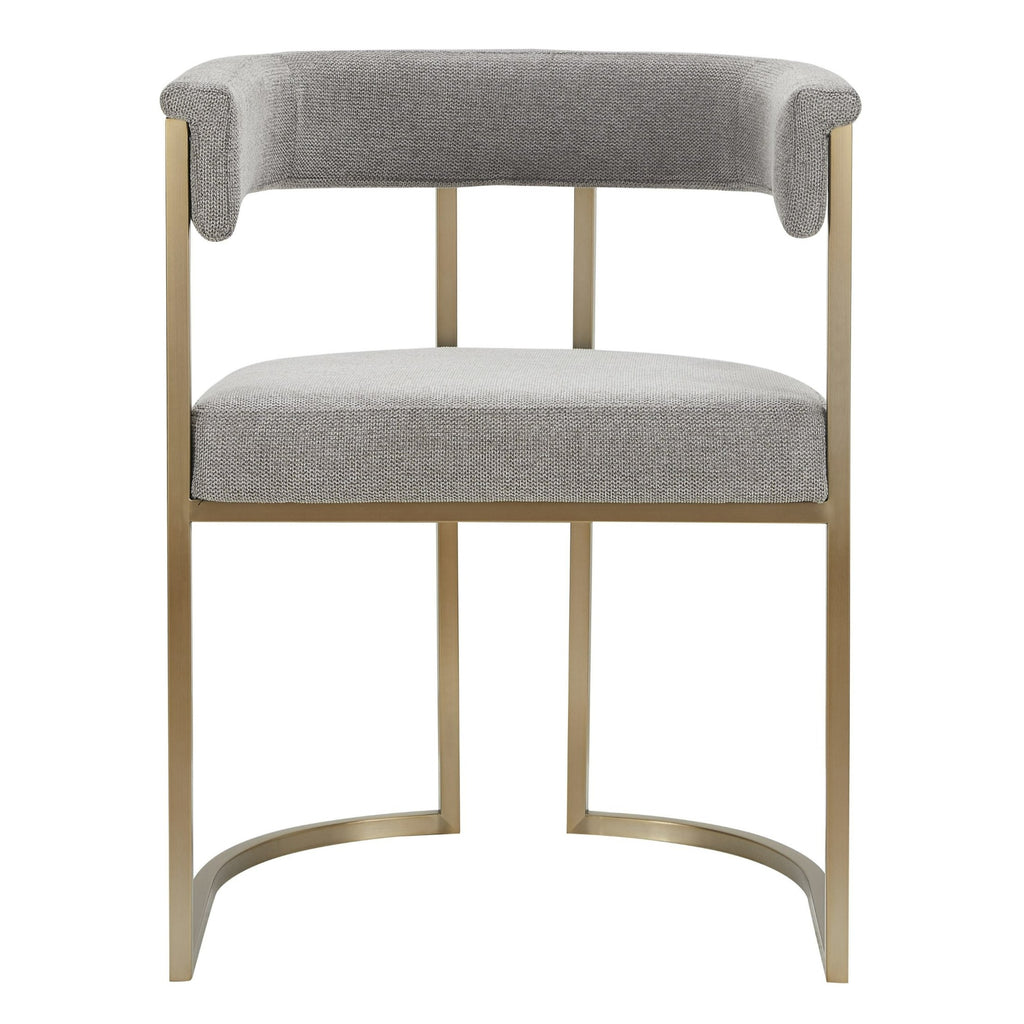 Byron - Modern Grey Fabric + Antique Brass Dining Chair