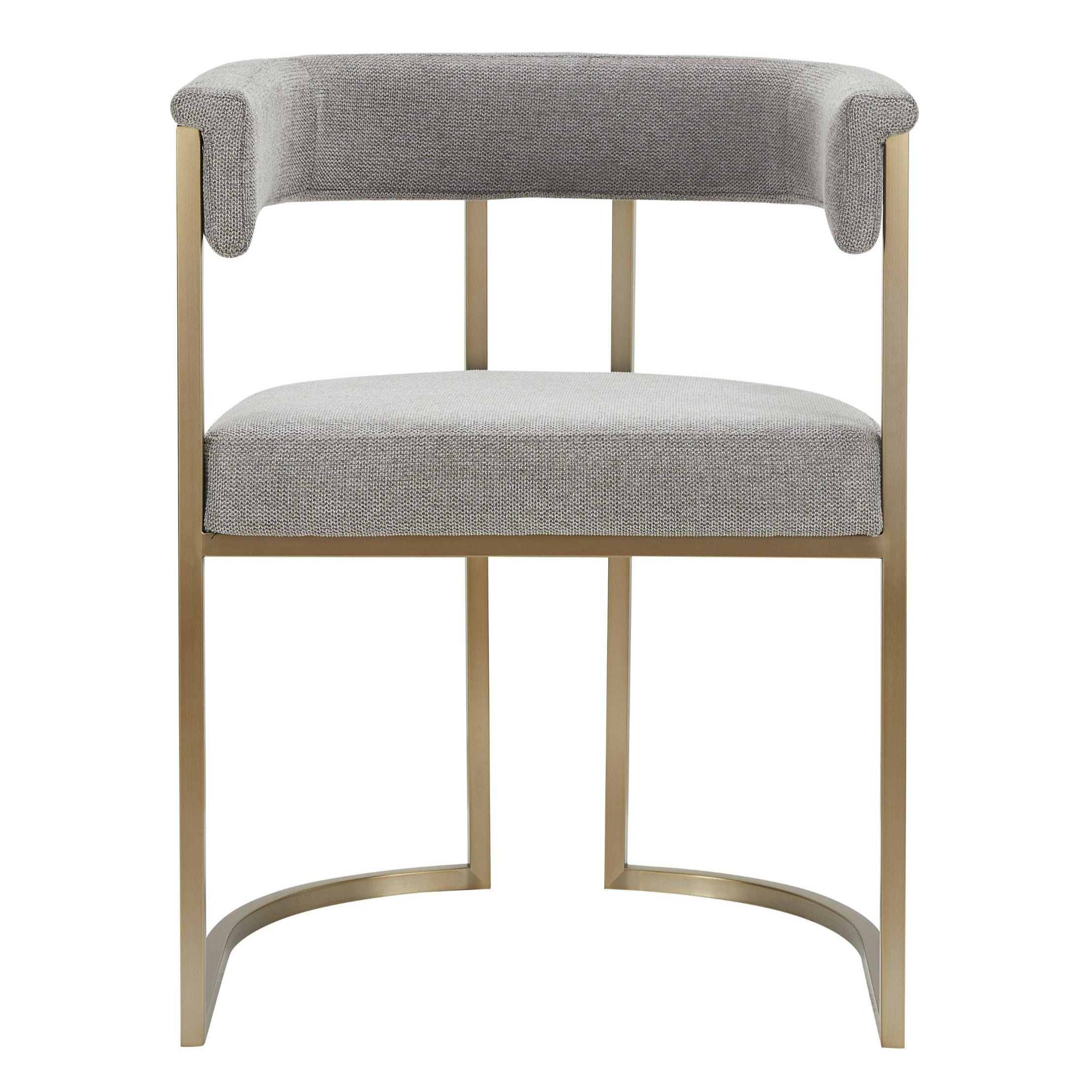 Byron - Modern Grey Fabric + Antique Brass Dining Chair