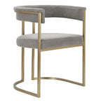 Byron - Modern Grey Fabric + Antique Brass Dining Chair