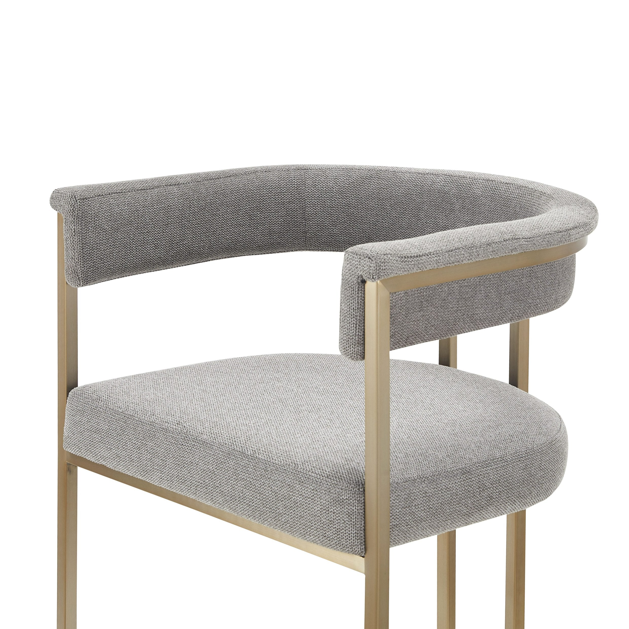 Byron - Modern Grey Fabric + Antique Brass Counter Chair