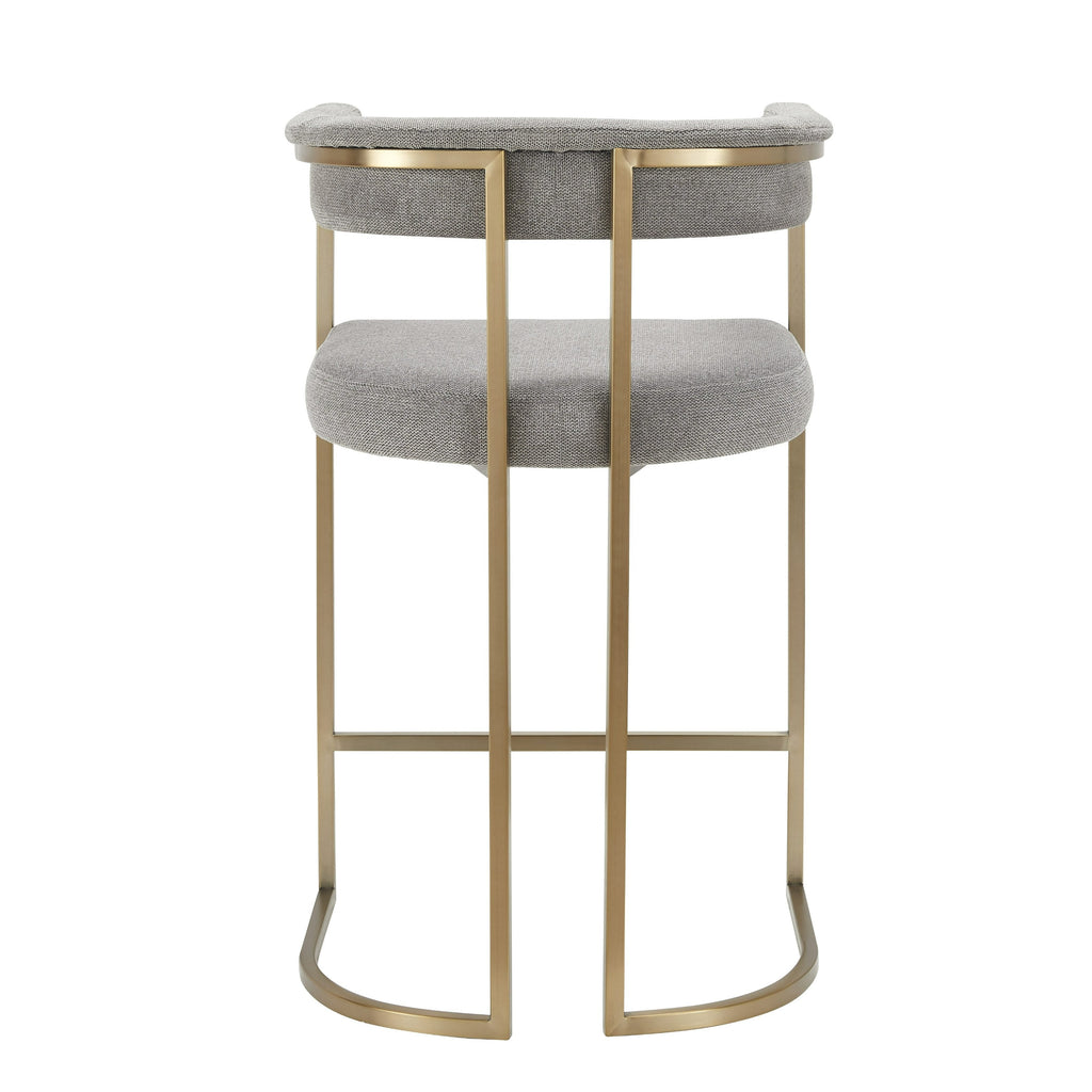 Byron - Modern Grey Fabric + Antique Brass Counter Chair