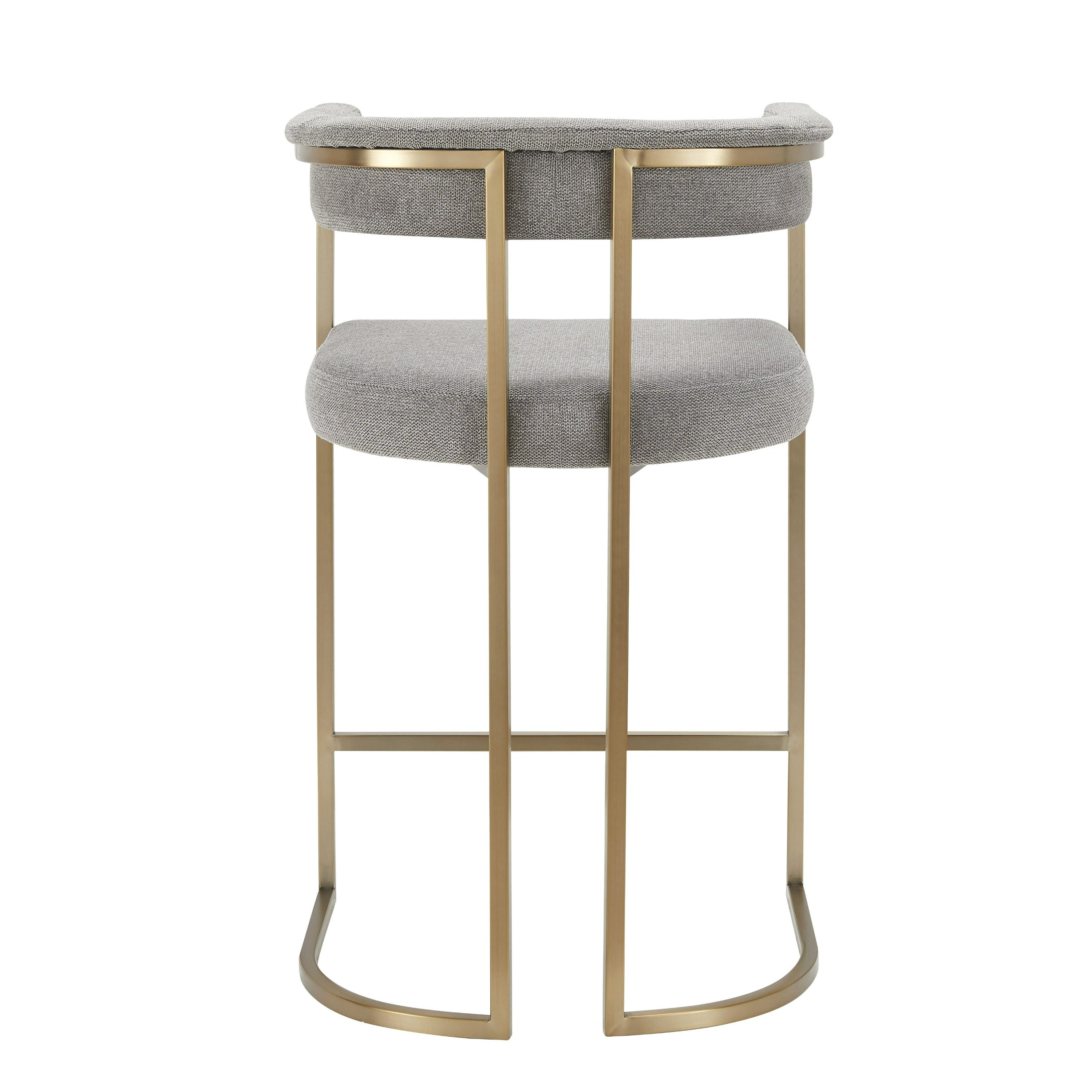 Byron - Modern Grey Fabric + Antique Brass Counter Chair