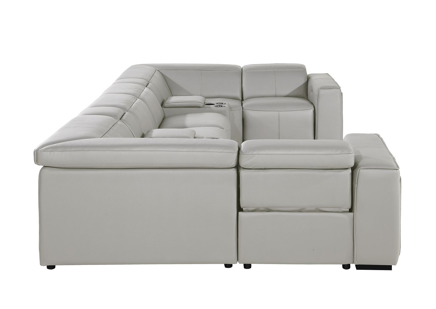1224 Divanitalia 8-Piece U-Shaped Sectional Sofa in Top Grain Italian Leather with 4 Power Recliners & Power Headrests