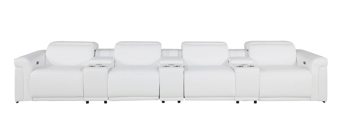 1126 Divanitalia 7-Piece Modular Power Reclining Sofa in Top Grain Italian Leather with 4 Power Recliners & Power Headrests - White - SKU 1126-WHITE-7.4-HT - view 3