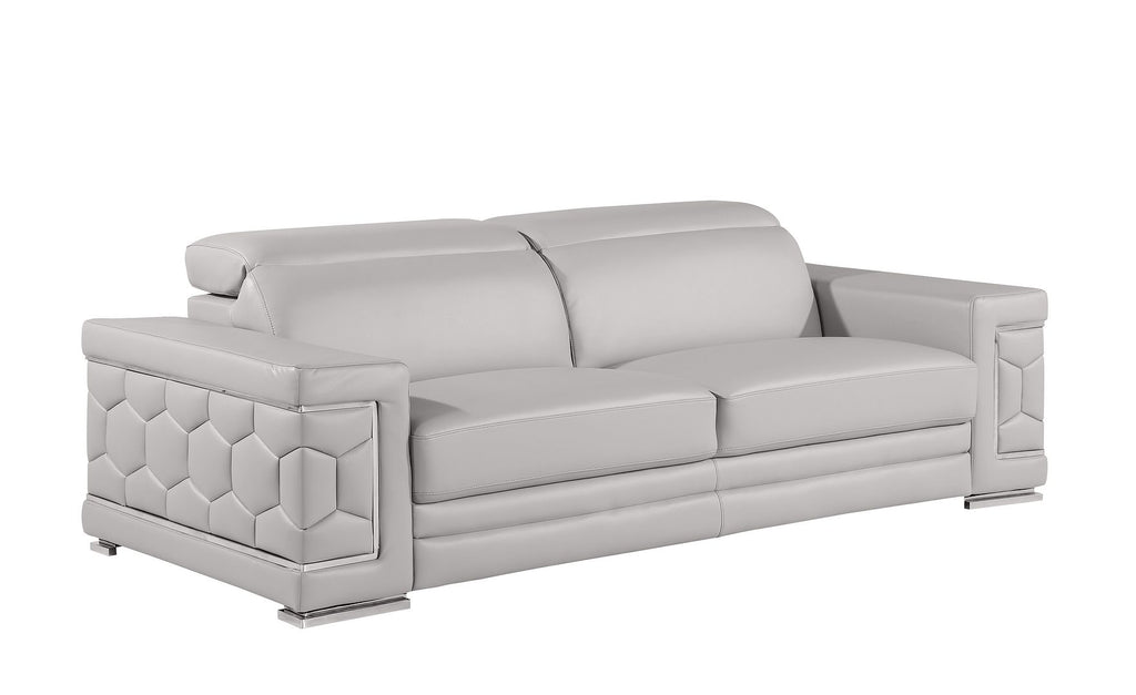 296 Modern Genuine Leather 3-Piece Sofa Set - Light Grey - SKU 296-LT-GREY-3PC - view 4