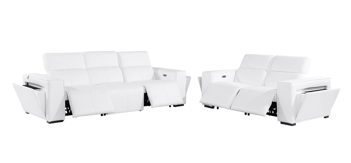 1224 Divanitalia 5-Piece Modular Power Reclining Sofa and Loveseat Set in Top Grain Italian Leather with 4 Power Recliners & Power Headrests - White - SKU 1224-WHITE-5.4-HT-2PC - view 4