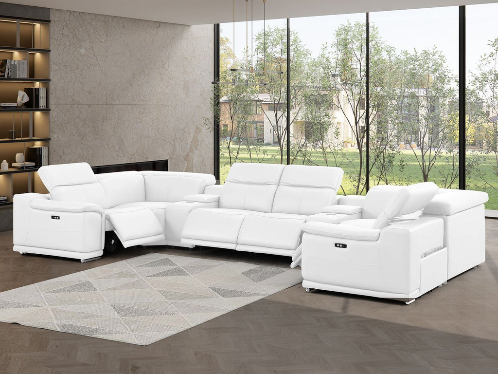 2679 8-Piece U-Shaped Power Reclining Sectional Sofa in Genuine Leather - 4 Recliners