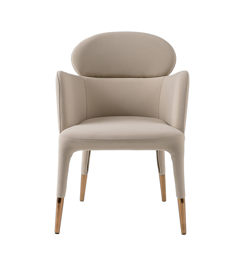Shannon - Modern Beige Vegan Leather + Rosegold Dining Chair