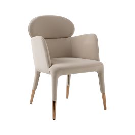 Shannon - Modern Beige Vegan Leather + Rosegold Dining Chair