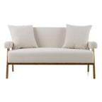 Cynthia - Modern White Fabric + Wood Loveseat