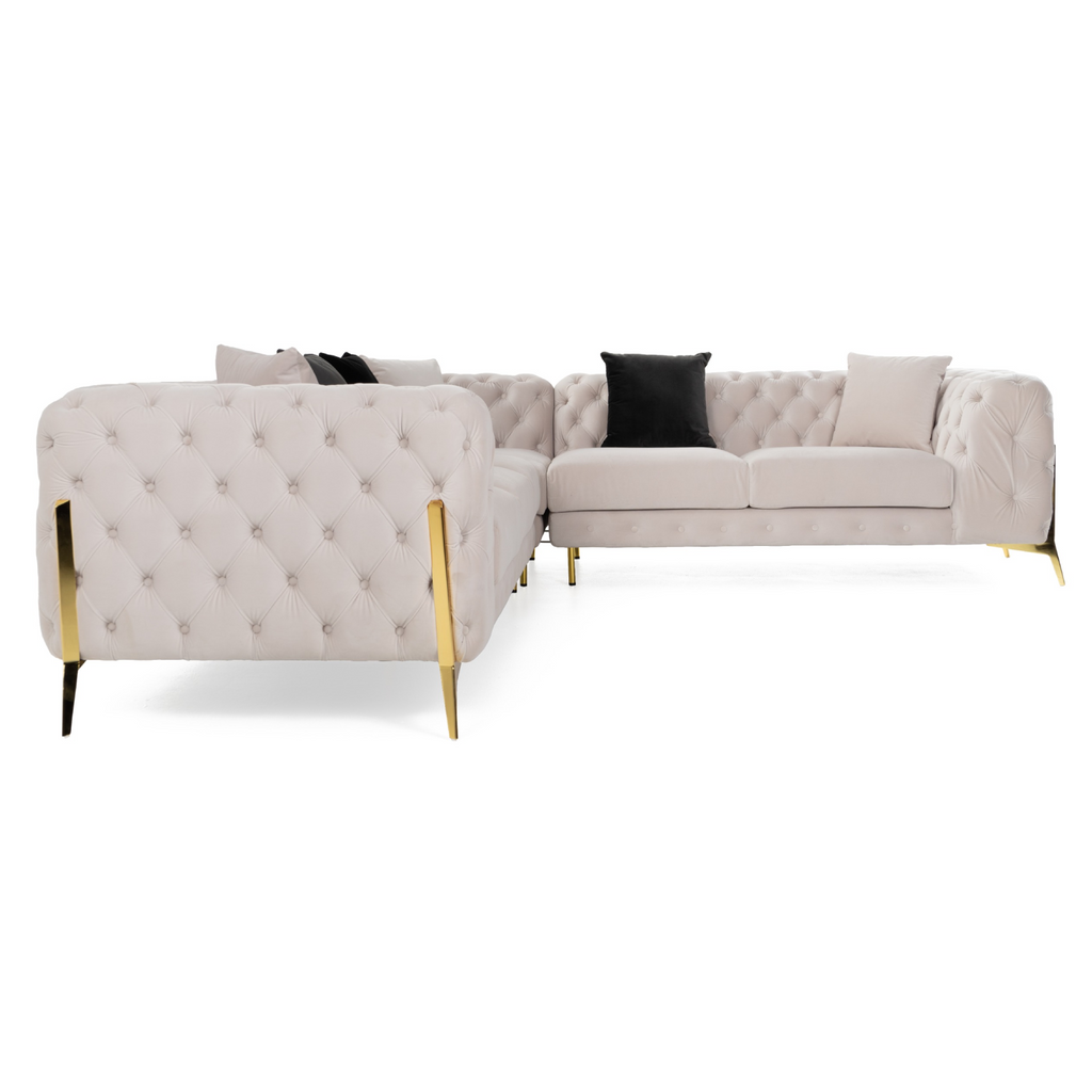 Clarice - Transitional Light Beige Velvet Sectional Sofa