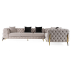Clarice - Transitional Light Beige Velvet Sectional Sofa