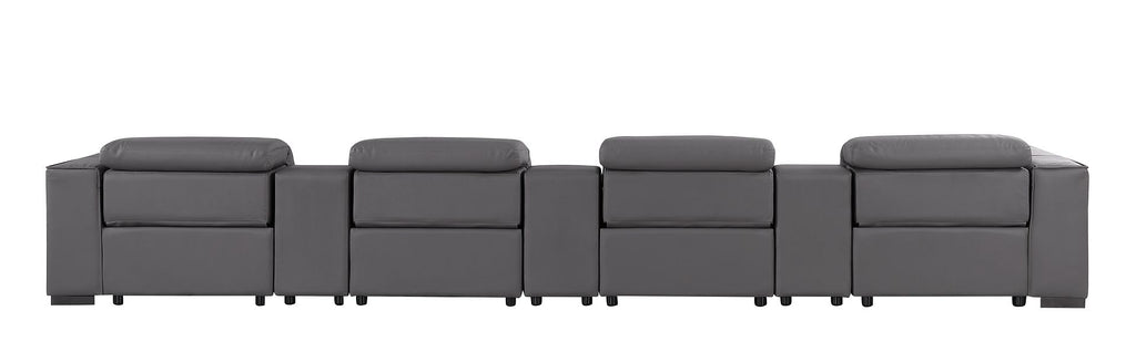 1208 7 Piece Leather Sofa with 4 Power Recliners and Power Headrests - Dark Grey - SKU 1208-DK-GREY-S-7.4-HT - view 7