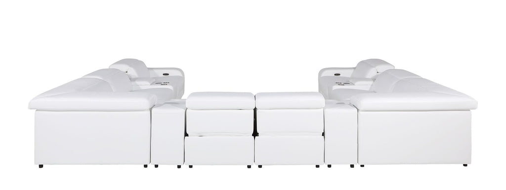 1116 Divanitalia 12-Piece U-Shaped Sectional Sofa in Top Grain Italian Leather with 4 Power Recliners & Power Headrests