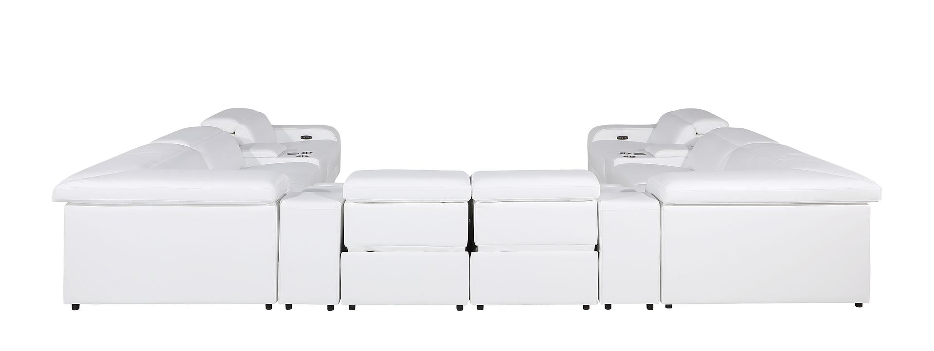 1116 Divanitalia 12-Piece U-Shaped Sectional Sofa in Top Grain Italian Leather with 4 Power Recliners & Power Headrests
