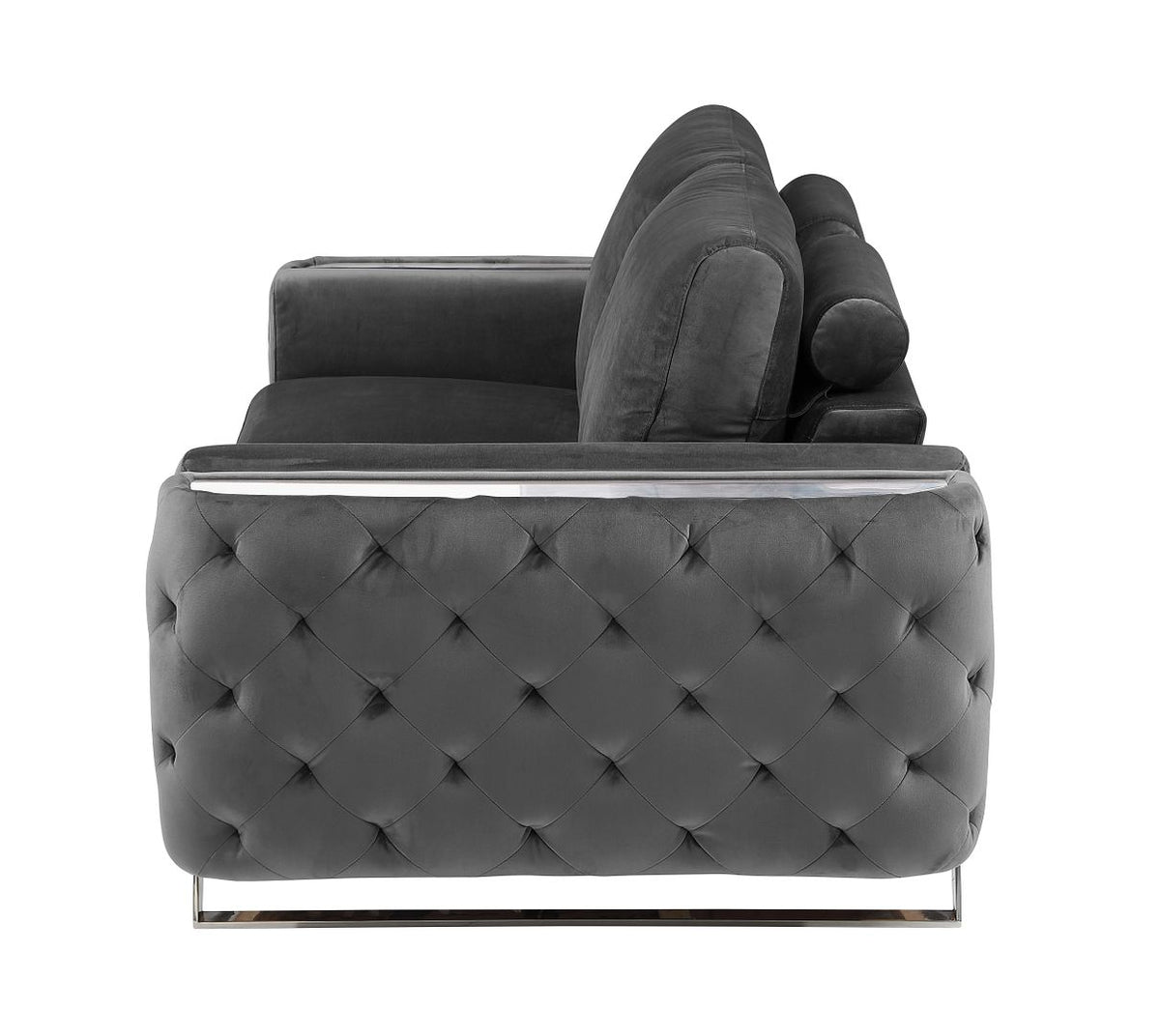 1051 Divanitalia Beige 3-Piece Sofa Set in Velvet Fabric - Dark Grey - SKU 1051-DK-GRAY-2PC - view 9