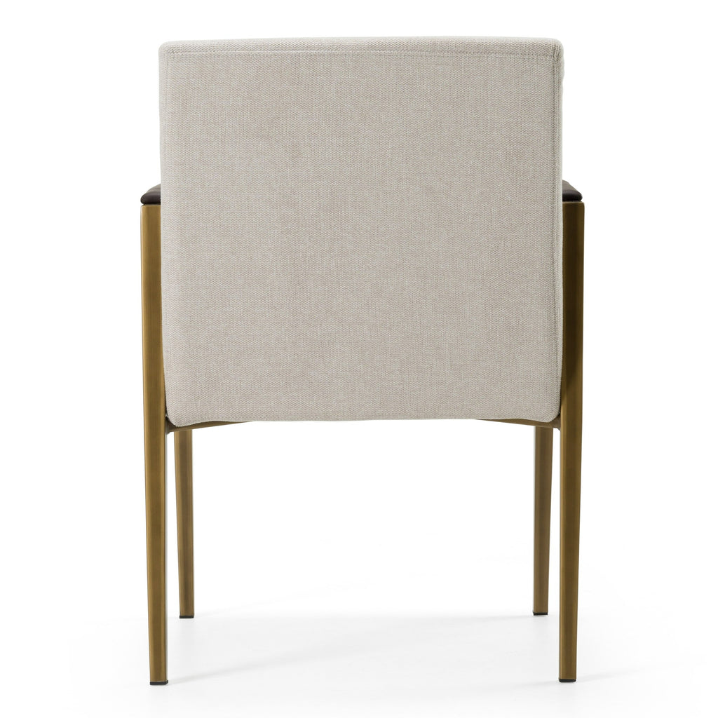 Sanders - Modern Off-White Fabric + Brass Dining Chair