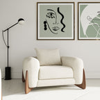 Fleury - Contemporary Cream Fabric and Walnut Lounge Chair