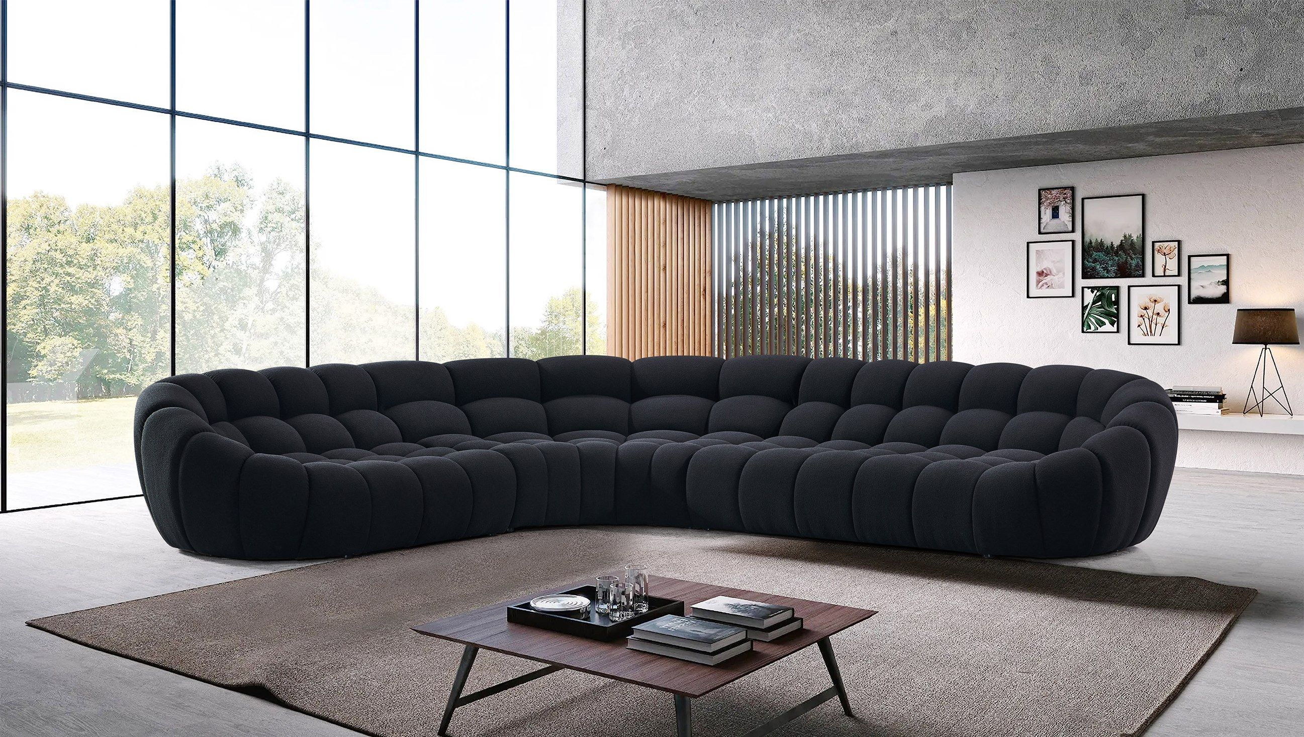 Divani Casa Yolonda Black by Classic2Modern, modenr stylish sectional, free inside delivery in LA, ORange and Ventura ounties
