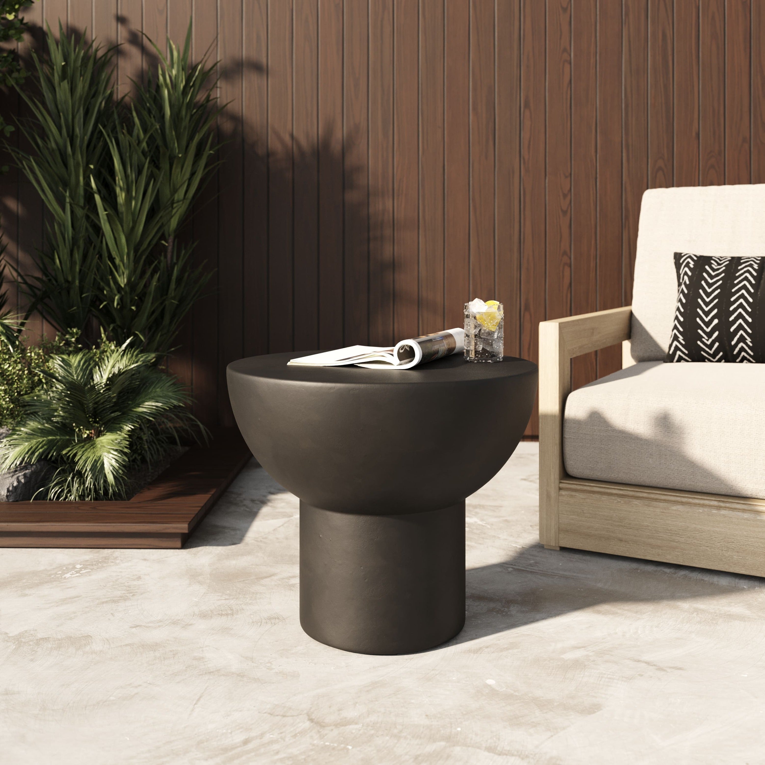 Fate - Modern Black Concrete End Table