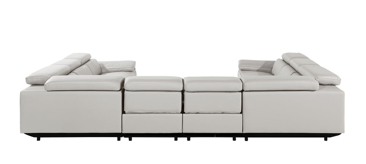 1246 Divanitalia 8-Piece U-Shaped Modular Power Reclining Sectional Sofa with 4 Power Recliners and Power Headrests - Top Grain Italian Leather - Light Grey - SKU 1246-LT-GREY-8PC-4PWR-U-NC-SECTIONAL - view 7