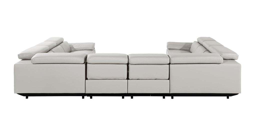 1246 Divanitalia 8-Piece U-Shaped Modular Power Reclining Sectional Sofa with 4 Power Recliners and Power Headrests - Top Grain Italian Leather