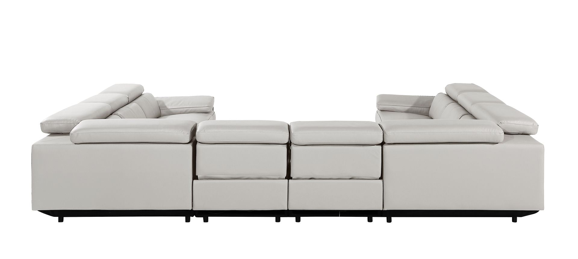 1246 Divanitalia 8-Piece U-Shaped Modular Power Reclining Sectional Sofa with 4 Power Recliners and Power Headrests - Top Grain Italian Leather