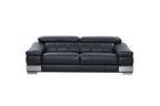 415 Divanitalia 3-Piece Sofa Set with Adjustable Headrest in Top-grain Italian Leather - Black - SKU 415- BLACK 3PC (S/L/CH) - GROUP - view 3