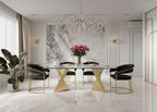 Linda - Modern Black Velvet and Gold Dining Chair