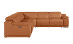 9762 Divanitalia 5-Piece L-Shaped Top Grain Italian Leather Sectional Sofa with 3 Power Recliners